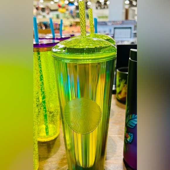 Starbucks Kaleidoscope Dome Cup Yellow Lime Iridescent Tumbler Cup 24oz New 2023 - Picture 4 of 14